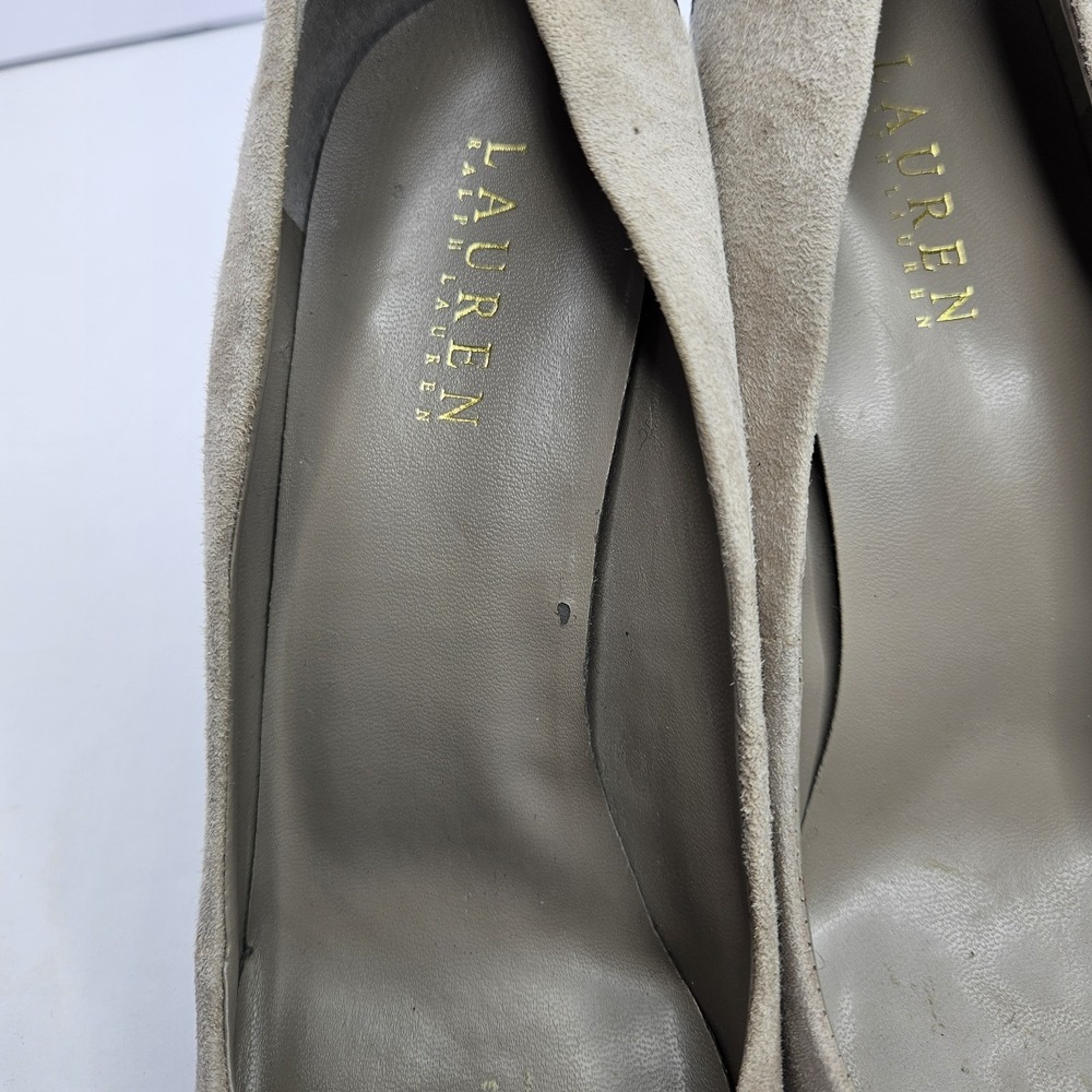 Lauren Ralph Lauren Beige Suede Heels Leather Upper Size 9B Heel 4" - Picture 7 of 9